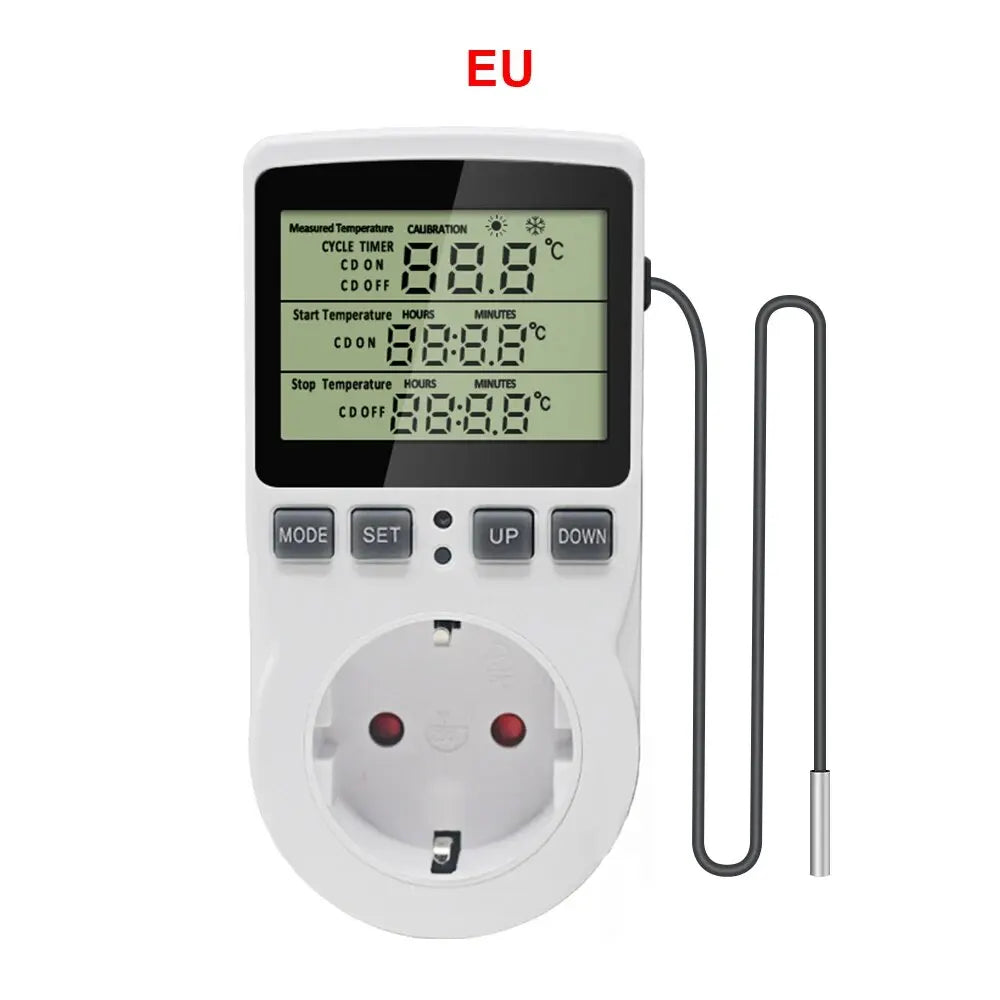 EU/US/FR Thermostat Timer Socket Digital Temperature Controller Socket Outlet With Timer Switch Sensor Probe Heating Cooling