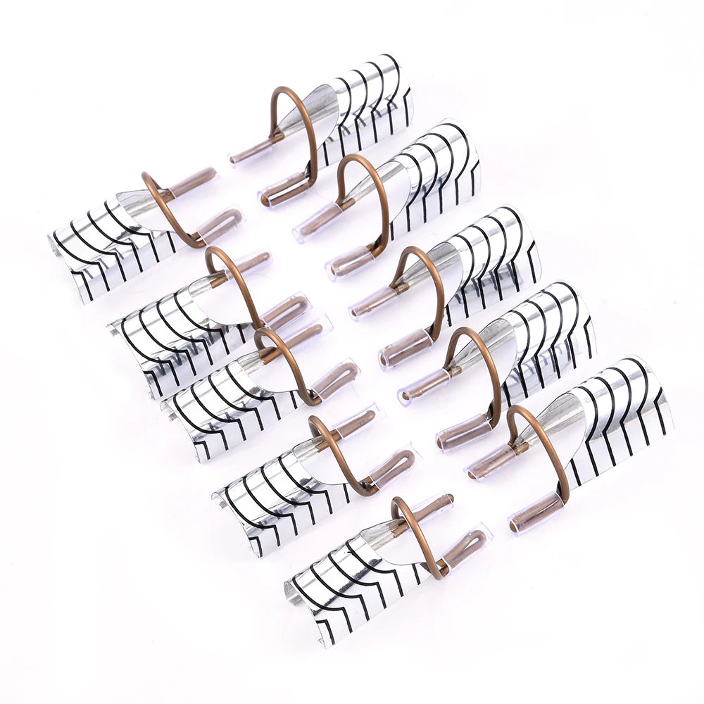 10Pcs Reusable Aluminum Nail Extension Pallets Tips Forms Nail Art Extension Sticker Builder Form Guide Stencil Manicure Tools
