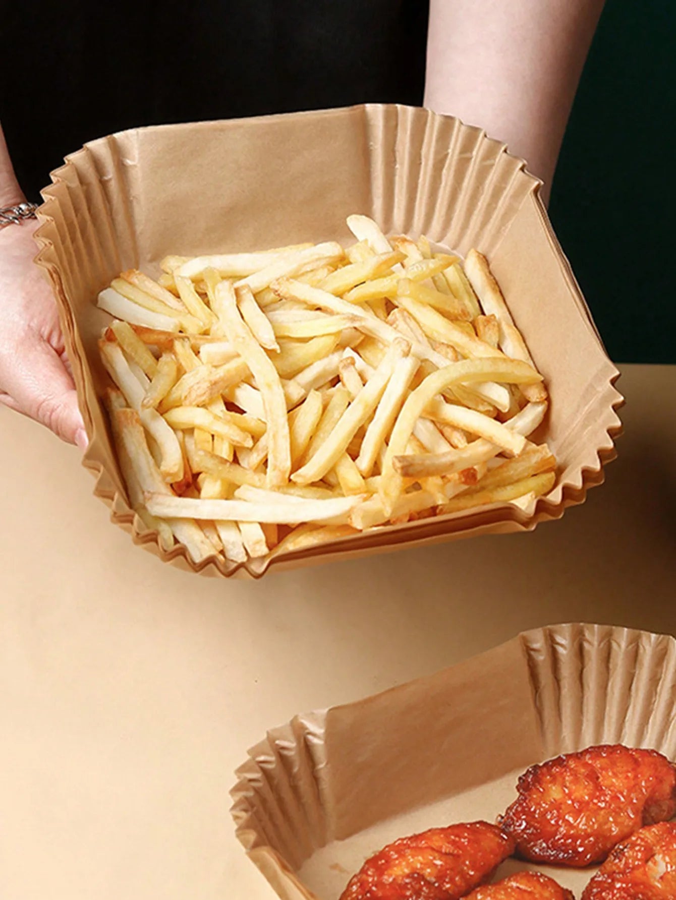 50Pcs/100 Pcs Disposable Air Fryer Paper, Baking Paper Bowl, Oven Paper Liner/Oil-Proof Non-Stick, Heat Resistant