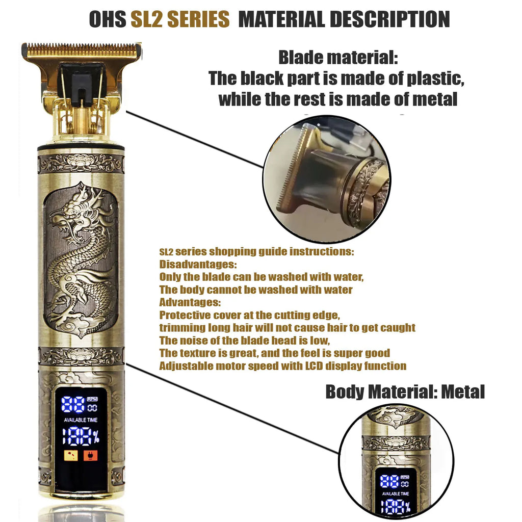 OHS Electric Hair Clipper Professional USB Cordless Clipper Professional Beard Trimmer Haircut Grooming Kit Hair Cutting Machine