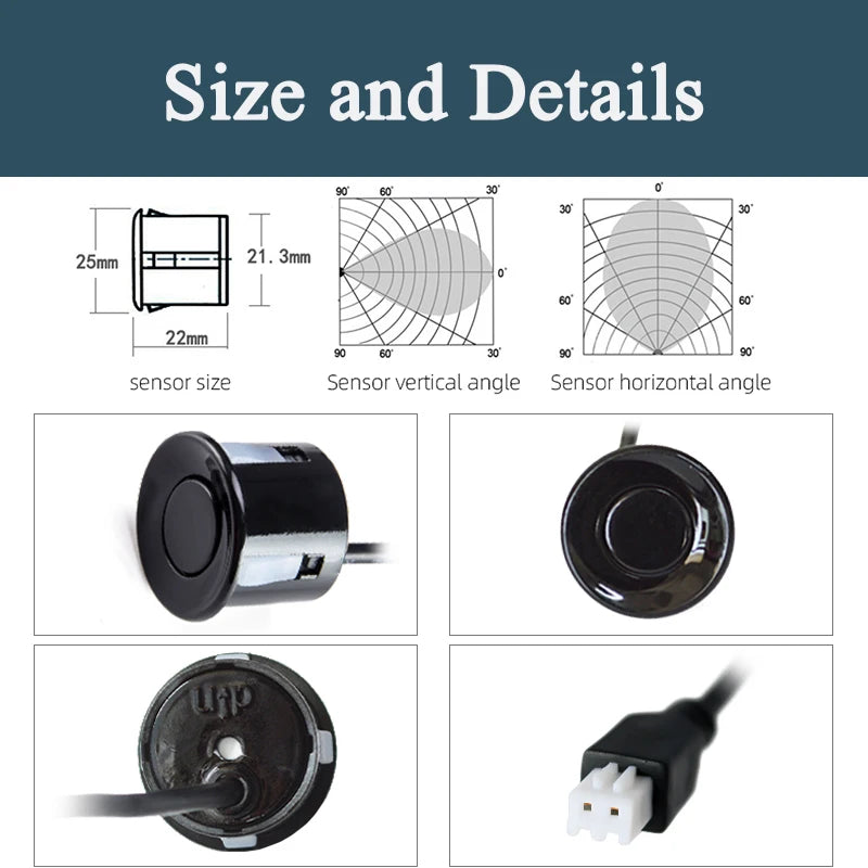 Hippcron 4PCS 22mm Car Parking Sensors Backup Radar System Black Red Blue Gold Grey Silver Champagne Gold White Color Sensor